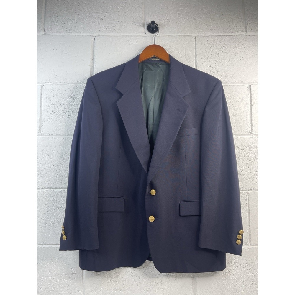 Givenchy Monsieur Men's Navy Blue Wool Blazer Gold Buttons, Union Made USA 42S